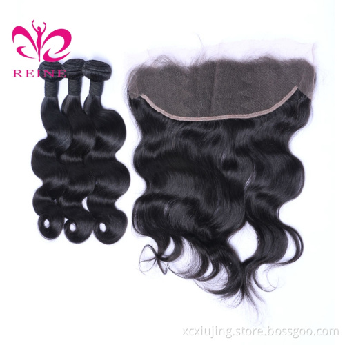 REINE 100% Human Hair Cheap Unprocessed Virgin Brazilian Body Wave and  Lace Frontals With Baby Hair